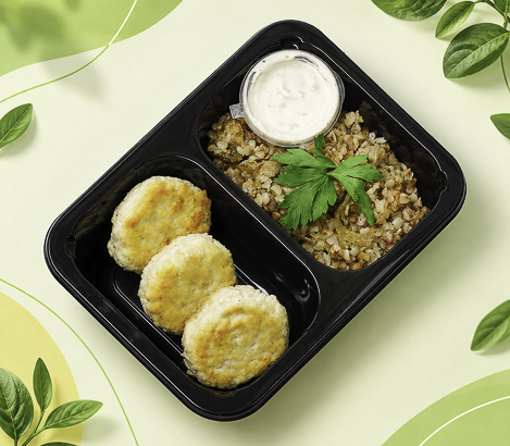 Куриные котлеты с гречкой, грибами и грибным соусом