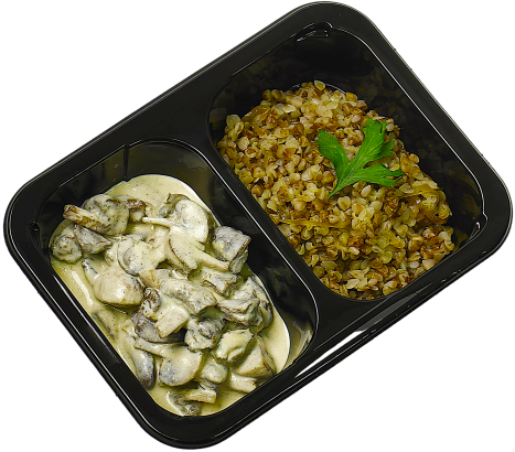 Бефстроганов из куриных сердец с гречкой