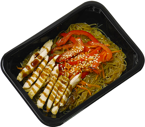 Фунчоза с индейкой и овощами