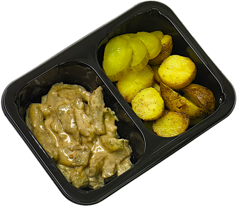 Бефстроганов из говядины с мини картофелем