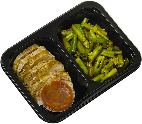 Свиная вырезка со стручковой фасолью и соусом помадор